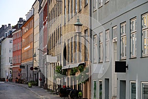 The pastel colors of the characteristic buildings of Copenhagen