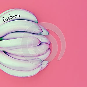 Pastel colors. Minimal fashion. Bunch bananas