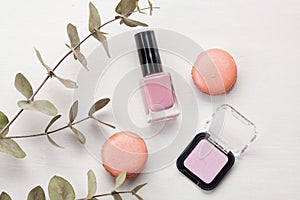 Pastel colors nail polish. Beauty blogger concept