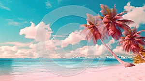 Pastel colors of tropical beach background. Summer holiday and travel vacation concept