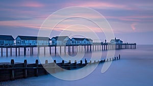 Pastel colours of early morning sunrise in Southwold, Suffolk, England