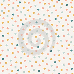 Pastel confetti seamless pattern. Neutral hand-drawn polka dot texture background