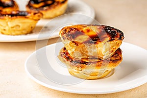 Pastel de nata or pastel de Belem, Portuguese baked egg custard tart