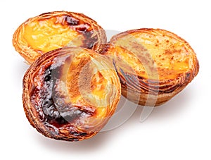 Pastel de nata tarts isolated on white background photo