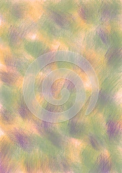 Pastel drawn background with brushstrokes in green, violet and yellow colors.