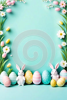 Pastel? Easter Background with egg and bunny