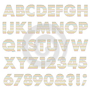 Pastel embroidery stitched vector alphabet