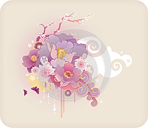 Pastel floral frame for text