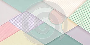 Pastel geometric abstract background design with overlapping shapes and patterns. Generative AI