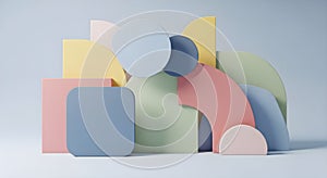 Pastel Geometric Shapes Composition - Modern Abstract Design