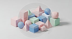Pastel Geometric Shapes Composition