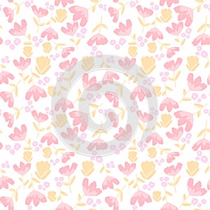 pastel ggouache floral pattern handpainted seamless repeating pattern white background photo