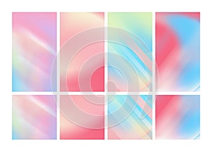 Pastel Gradient social media post and stories Background templates. Pink, blue, green unicorn Abstract Grainy set
