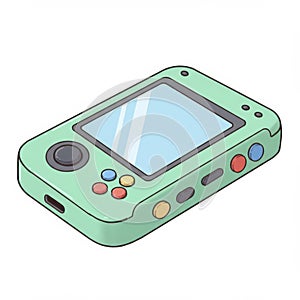 Pastel Green Handheld Game Console Illustration