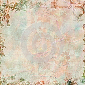 Pastel Grungy Vintage floral scrapbook frame photo