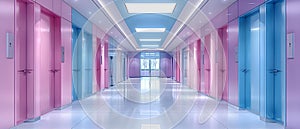 Pastel Hallway Escape: Serenity & Symmetry. Concept Pastel Colors, Hallway, Serenity, Symmetry,