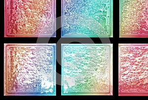 Pastel Isolated rainbow gradient colors light transparent square mirror glass block cube