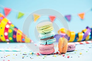 Pastel Macaroons Tower, Birthday or Party Invitation Template Mockup