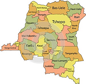 Pastel map of the Democratic Republic of the Congo