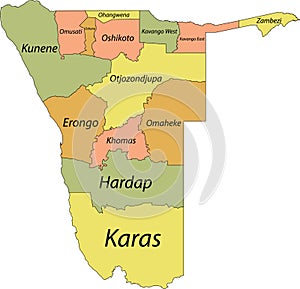 Pastel map of Namibia