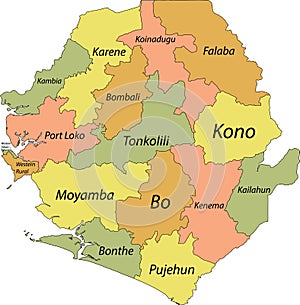 Pastel map of Sierra Leone