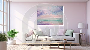 Pastel Ocean Print: Modern Art Piece With Detailed Skies photo