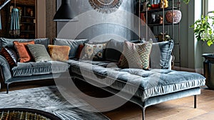 Pastel open space interior in stylish loft. Ai Generative