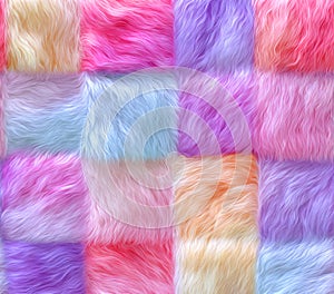 Pastel Patchwork Fur Texture Soft Colorful Background