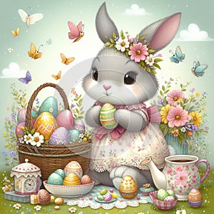 Pastel perfection: easter bunny delight photo