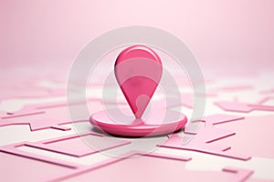 Pastel pink 3D icon marks a map location for easy navigation