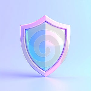Pastel Pink and Blue 3D Render of a Shield