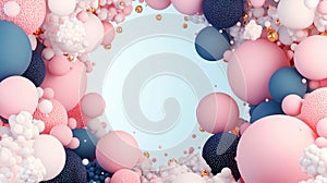 Pastel Pink Blue 3D Sphere Background Abstract Design Tondo Style Frame photo