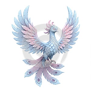 Pastel Pink and Blue Phoenix 3D Render