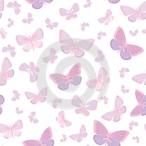 Pastel pink butterfly seamless repeat pattern design
