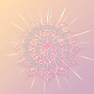 Pastel Pink Glowing Mandala Design on Soft Background