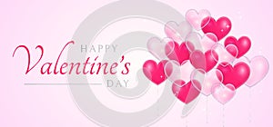 Pastel Pink Happy Valentine`s Day Illustration with Hearts