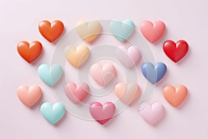 Pastel pink heart, delicate soft design greeting card for Valentines Day and love celebration