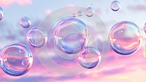Pastel Pink And Purple Bubbles Against Sky