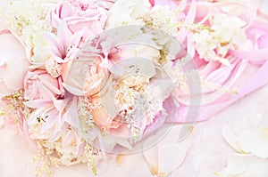 Pastel pink rose and flowers wedding posy