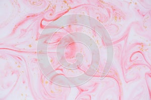 Pastel pink white and gold marble paint abstract texture