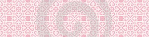 Pastel pink white vintage retro geometric mosaic heart leaves flower print motif cement tiles fabric textile paper texture