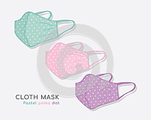 Pastel polka dot cloth mask