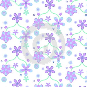 Pastel purple blue simple flower pattern