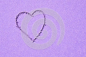 Pastel Purple Heart in clean slightly sparkling background. Colorful pastel Love or romance concept.