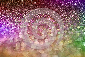 Pastel purple pink green bokeh light glitter background for Christmas