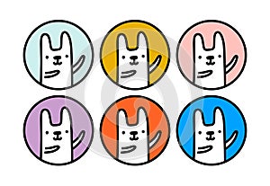 Pastel rabbits hand drawn vector icon logo in cartoon doodle kawaii style