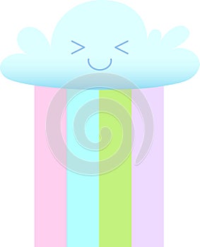 Pastel rain from cute little cloud