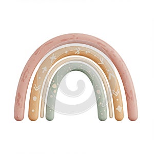 Pastel Rainbow Arch Illustration with Boho Patterns