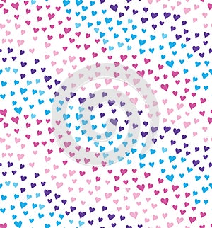 Pastel Rainbow Hearts Diagonal Vector Pattern