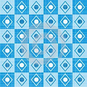 Pastel retro blue stripes mosaic plaid